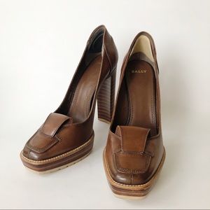 Bally Brown Leather Platform Menswear Pump 38